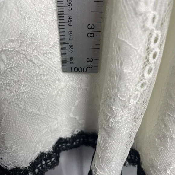 Wolf And Badger Nissa Dress EU 40 US 8 White Black Lace V Neck MIDI Short Sleeve - Picture 11 of 11